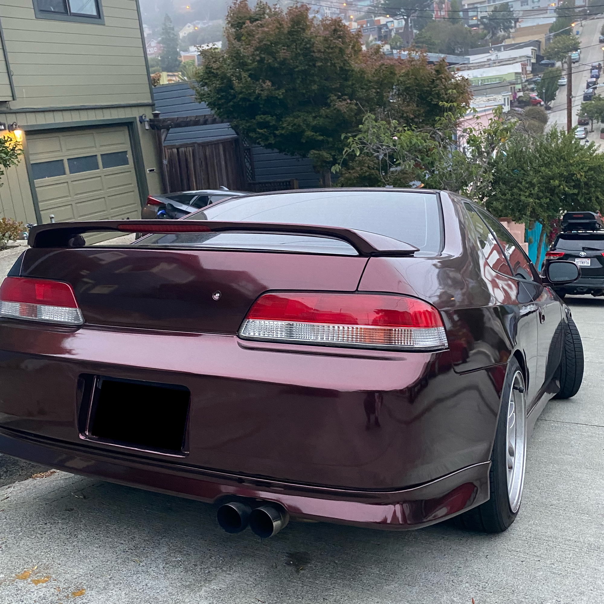 Vehicle application of Metal Paint Burgundy