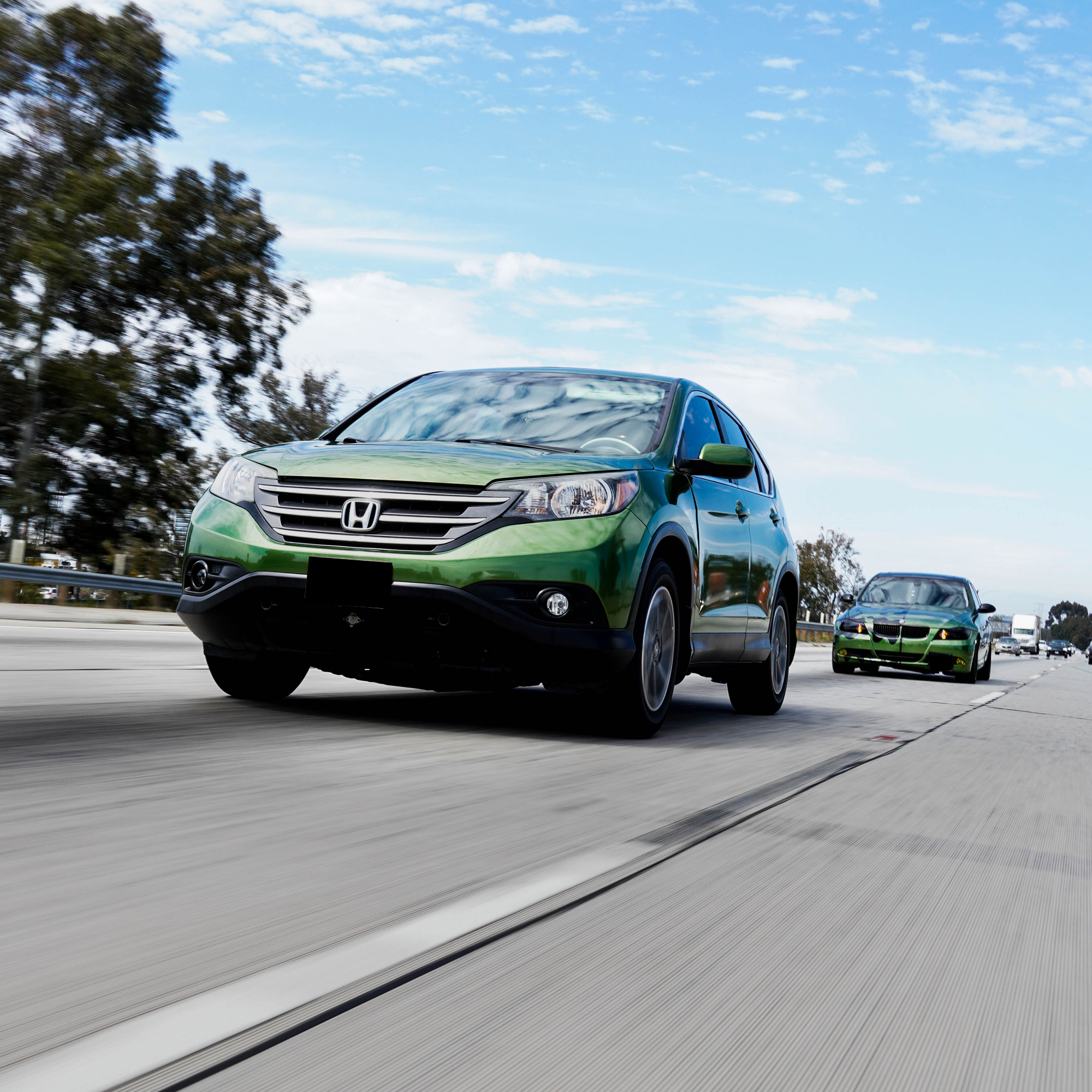Vehicle application of Metal Paint Mamba Green
